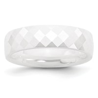 Chisel Ceramic White 6mm Faceted Polished Band view 1