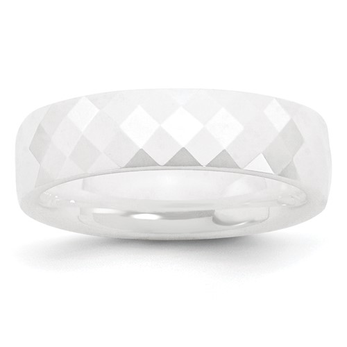 Chisel Ceramic White 6mm Faceted Polished Band