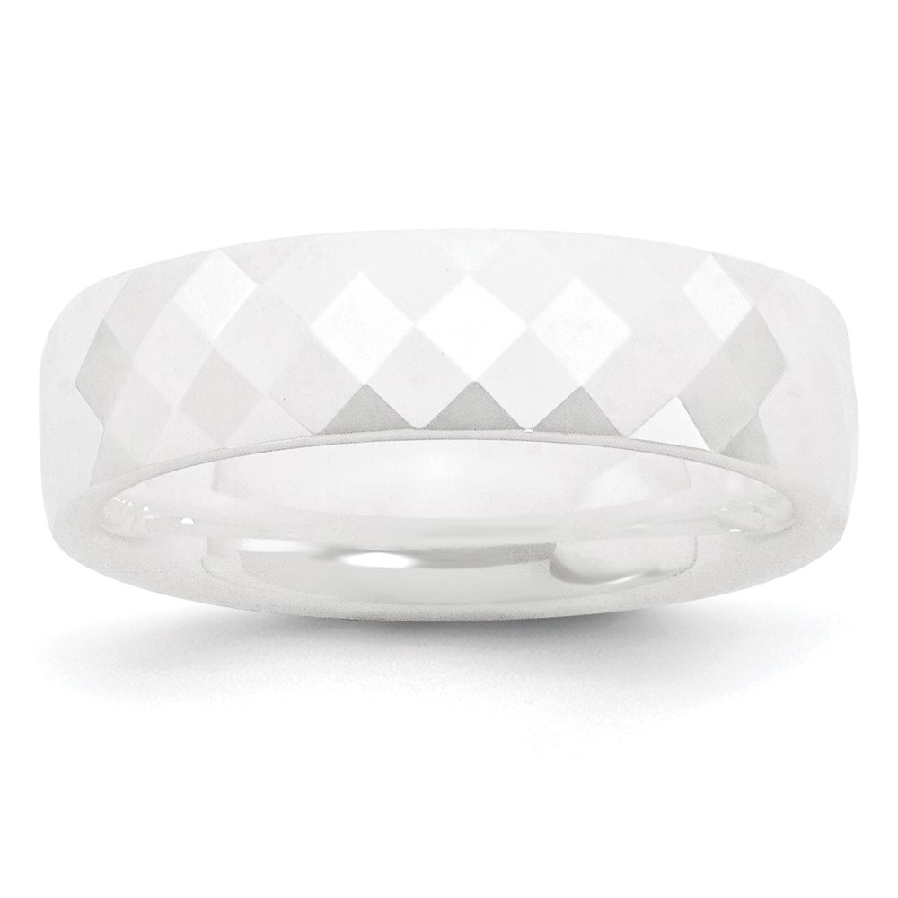 Ceramic White 6mm Faceted Polished Band