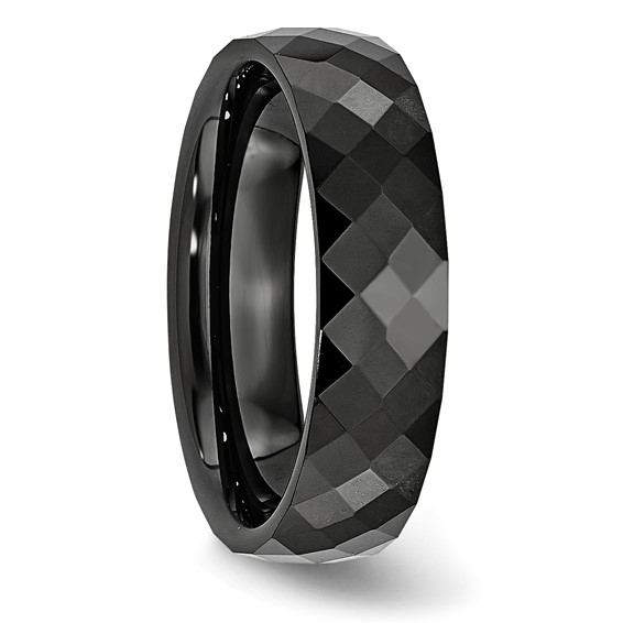 Chisel Ceramic Black 6mm Faceted Polished Band
