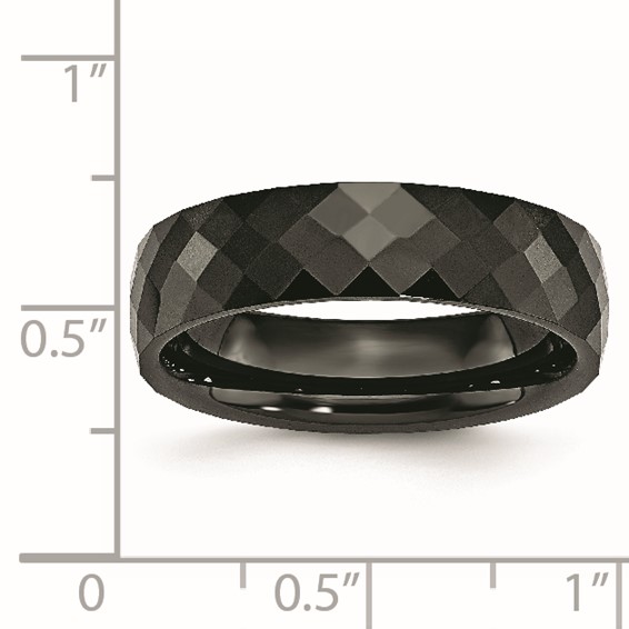 Chisel Ceramic Black 6mm Faceted Polished Band