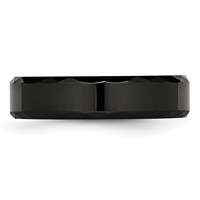 Chisel Ceramic Black Faceted and Beveled Edge 6mm Polished Band view 3