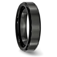 Chisel Ceramic Black Faceted and Beveled Edge 6mm Polished Band view 4