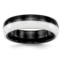 Chisel Ceramic Black and White 6mm Polished Band view 1