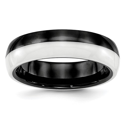 Chisel Ceramic Black and White 6mm Polished Band