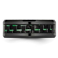 Chisel Ceramic Black with Green Carbon Fiber Inlay Beveled Edge Ring view 3