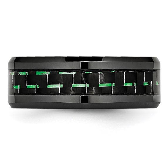 Chisel Ceramic Black with Green Carbon Fiber Inlay Beveled Edge Ring