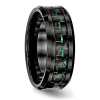 Chisel Ceramic Black with Green Carbon Fiber Inlay Beveled Edge Ring view 4