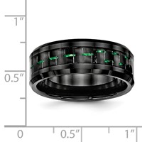 Chisel Ceramic Black with Green Carbon Fiber Inlay Beveled Edge Ring view 5