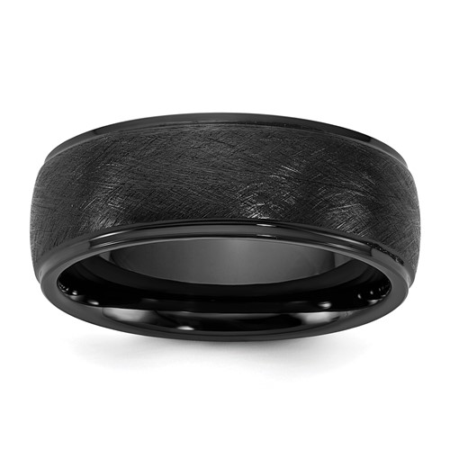 Ceramic Black Polished Band with Scratch Finished Center 8mm