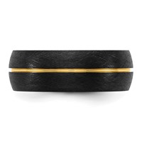 Ceramic Black Scratch Finished Band with Yellow IP-plated Center 8mm view 3