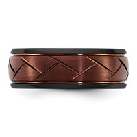 Ceramic Black Polished Bronze IP-plated Scratch Finish Grooved Center 8mm view 3