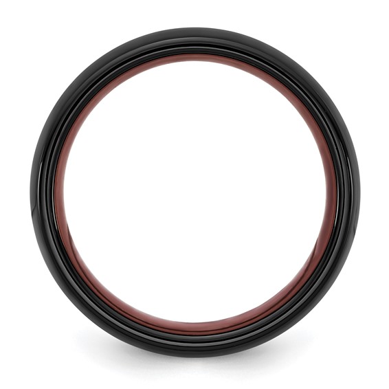 Ceramic Black Polished with Red IP-plated Center and Inside 8mm Band