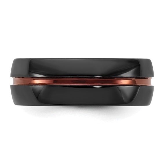 Ceramic Black Polished with Red IP-plated Center and Inside 8mm Band