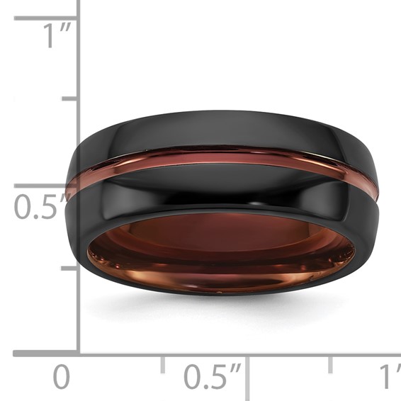 Ceramic Black Polished with Red IP-plated Center and Inside 8mm Band