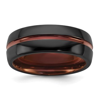 Ceramic Black Polished with Red IP-plated Center and Inside 8mm Band
