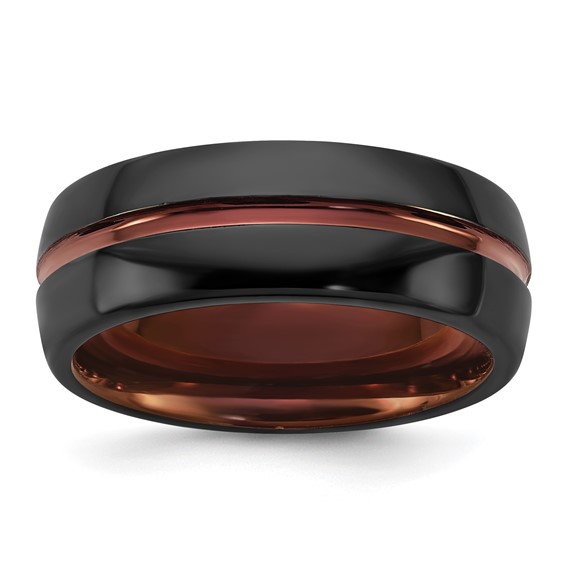 Ceramic Black Polished with Red IP-plated Center and Inside 8mm Band