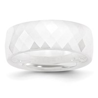 Chisel Ceramic White Faceted 8mm Polished Band view 1