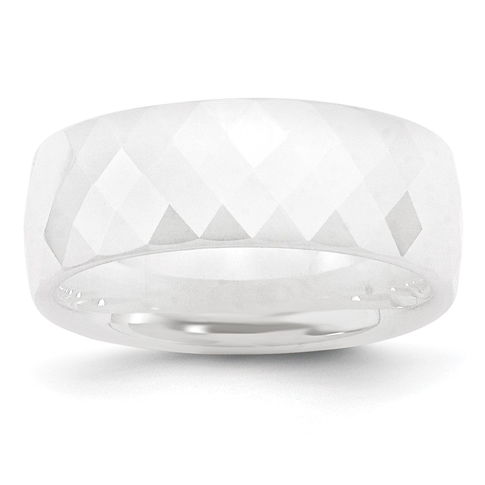 Ceramic White Faceted 8mm Polished Band
