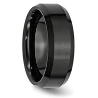 Chisel Ceramic Black Beveled Edge 8mm Brushed and Polished Band view 4