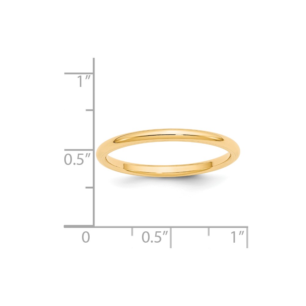 14k Yellow Gold 2mm Standard Weight Comfort Fit Wedding Band Size 5.5 (CF020-5.5)