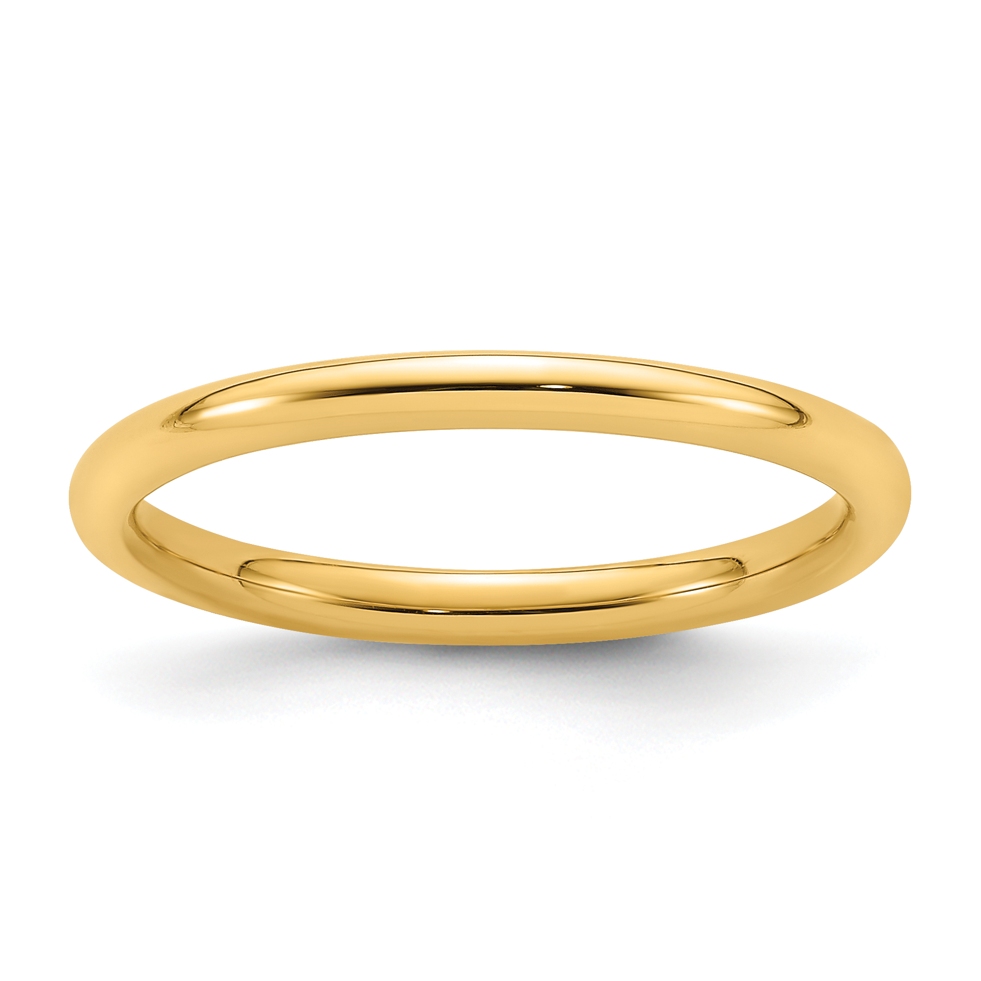 14k Yellow Gold 2mm Standard Weight Comfort Fit Wedding Band Size 10 (CF020-10)
