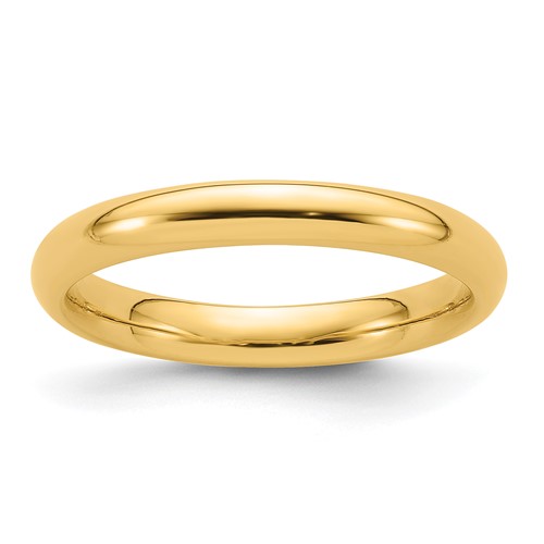 14K Yellow Gold 3mm Standard Weight Comfort Fit Wedding Band, Size 4