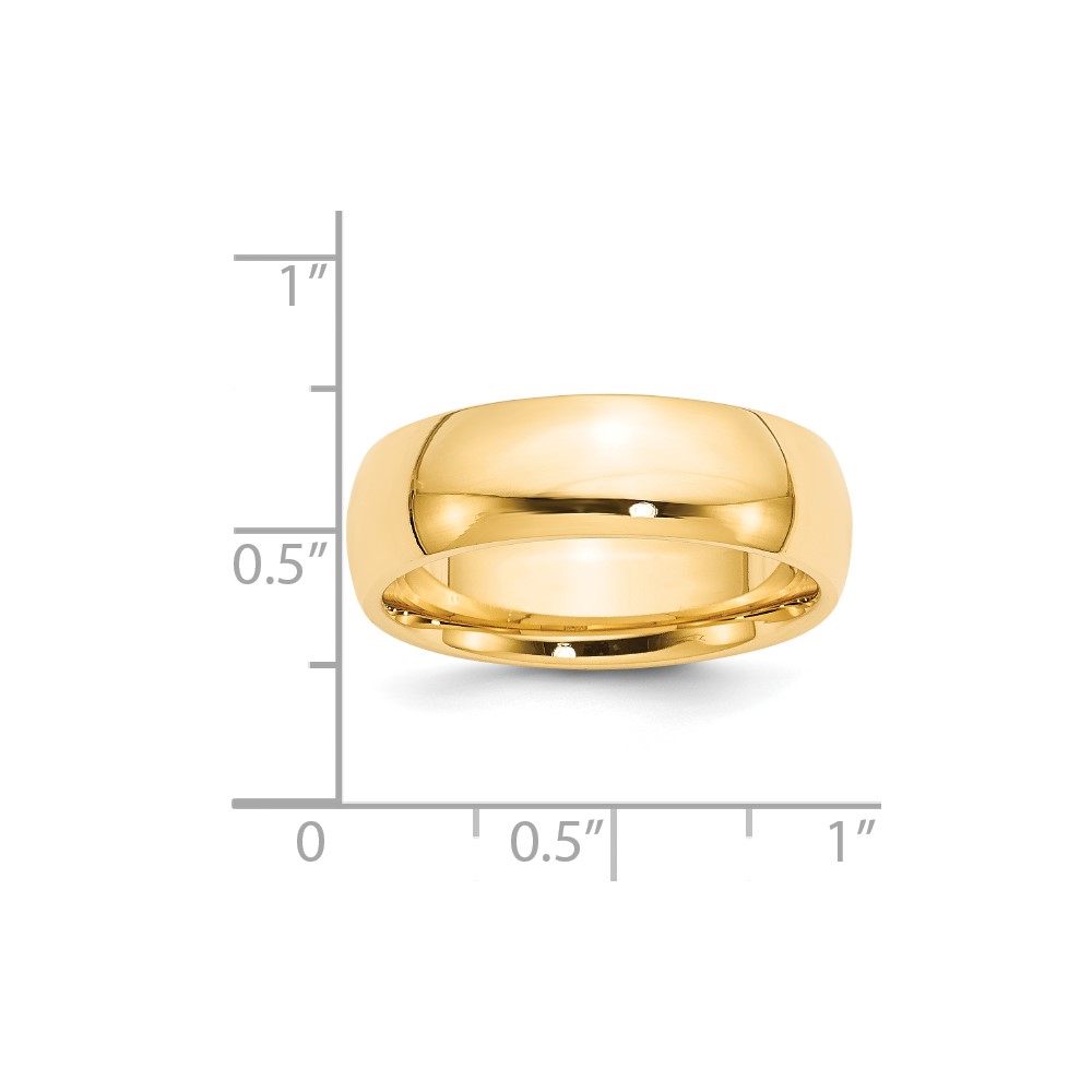 14k Yellow Gold 7mm Standard Weight Comfort Fit Wedding Band Size 9 (CF070-9)