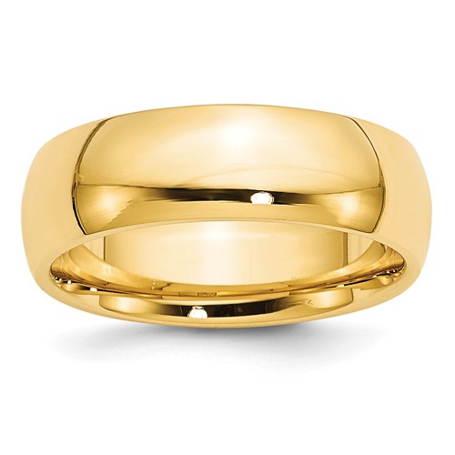 14K Yellow Gold 7mm Standard Weight Comfort Fit Wedding Band, Size 6