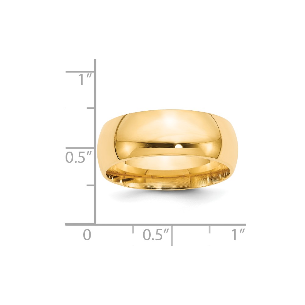 14k Yellow Gold 8mm Standard Weight Comfort Fit Wedding Band Size 8.5 (CF080-8.5)