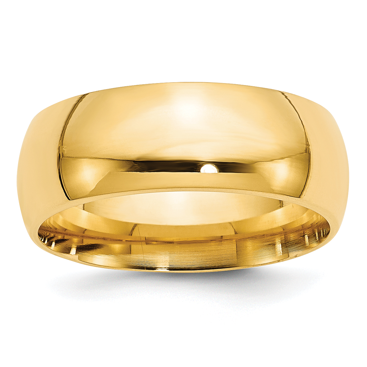 14k Yellow Gold 8mm Standard Weight Comfort Fit Wedding Band Size 8 (CF080-8)