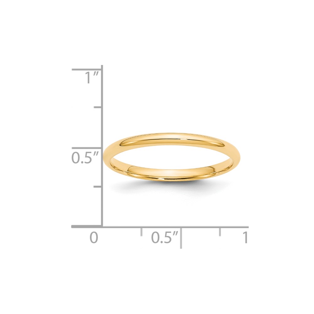 14k Yellow Gold 2mm Lightweight Comfort Fit Wedding Band Size 9 (CFL020-9)
