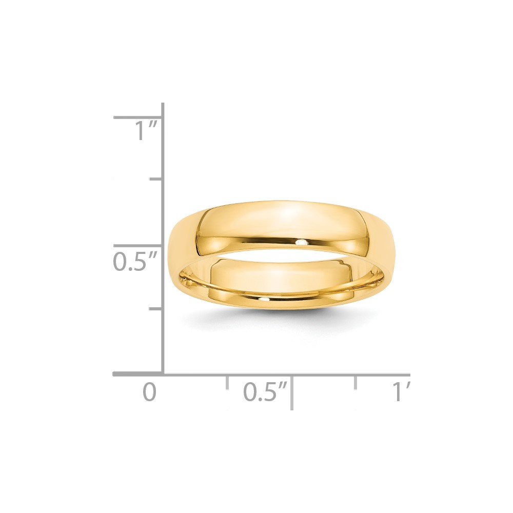 14k Yellow Gold 5mm Lightweight Comfort Fit Wedding Band Size 7 (CFL050-7)