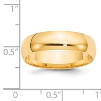 14K Yellow Gold 6mm Lightweight Comfort Fit Wedding Band view 4
