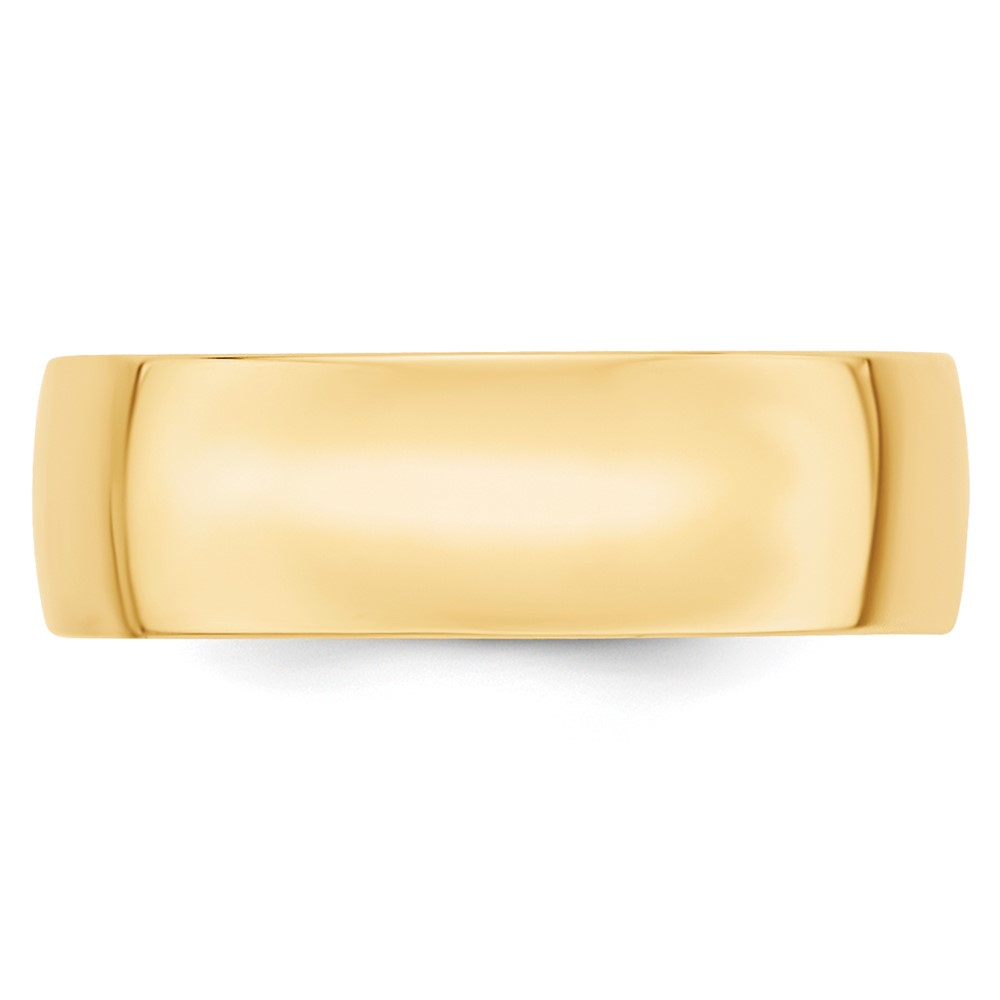14k Yellow Gold 7mm Lightweight Comfort Fit Wedding Band Size 11 (CFL070-11)