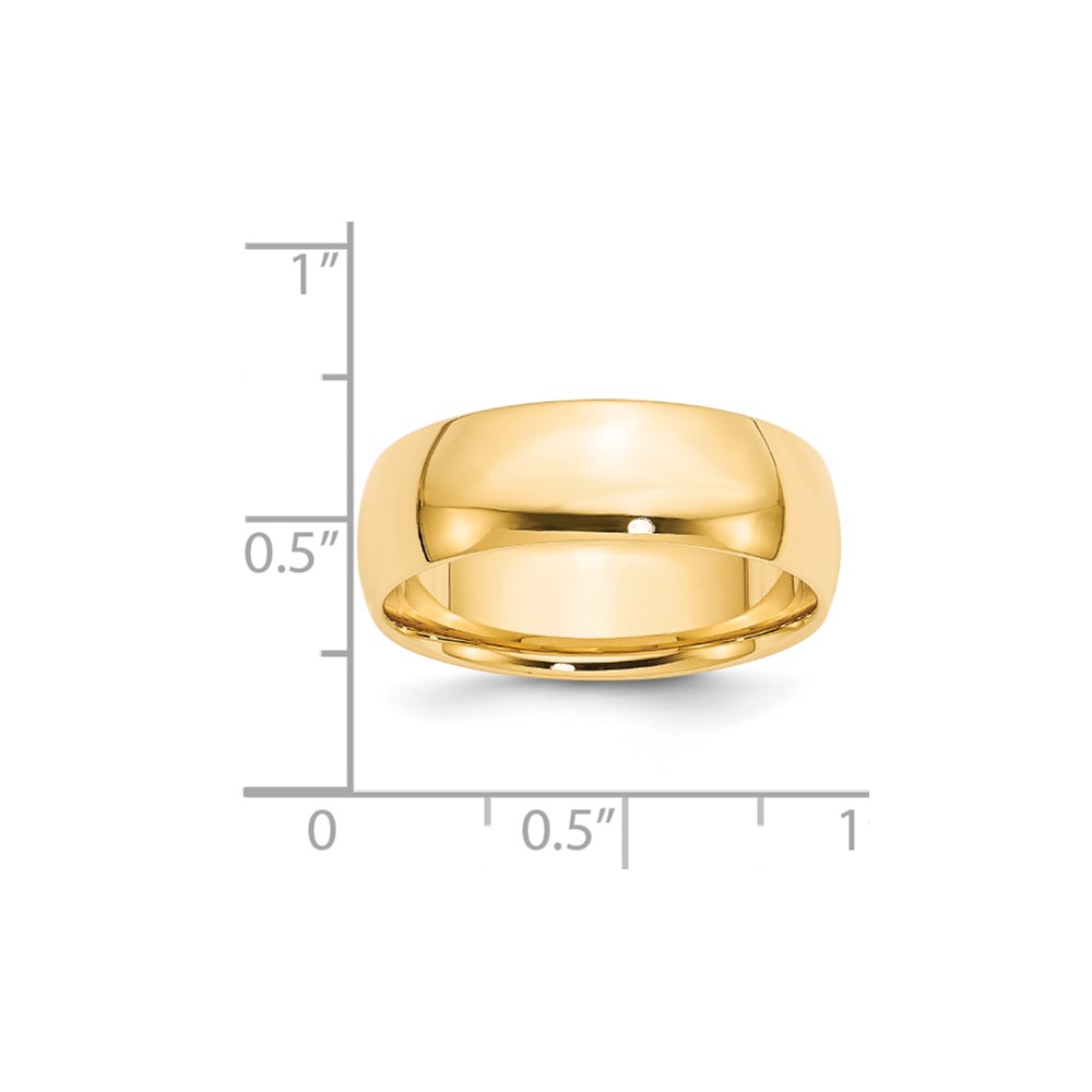 14k Yellow Gold 7mm Lightweight Comfort Fit Wedding Band Size 11 (CFL070-11)