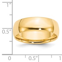 14K Yellow Gold 7mm Lightweight Comfort Fit Wedding Band view 3