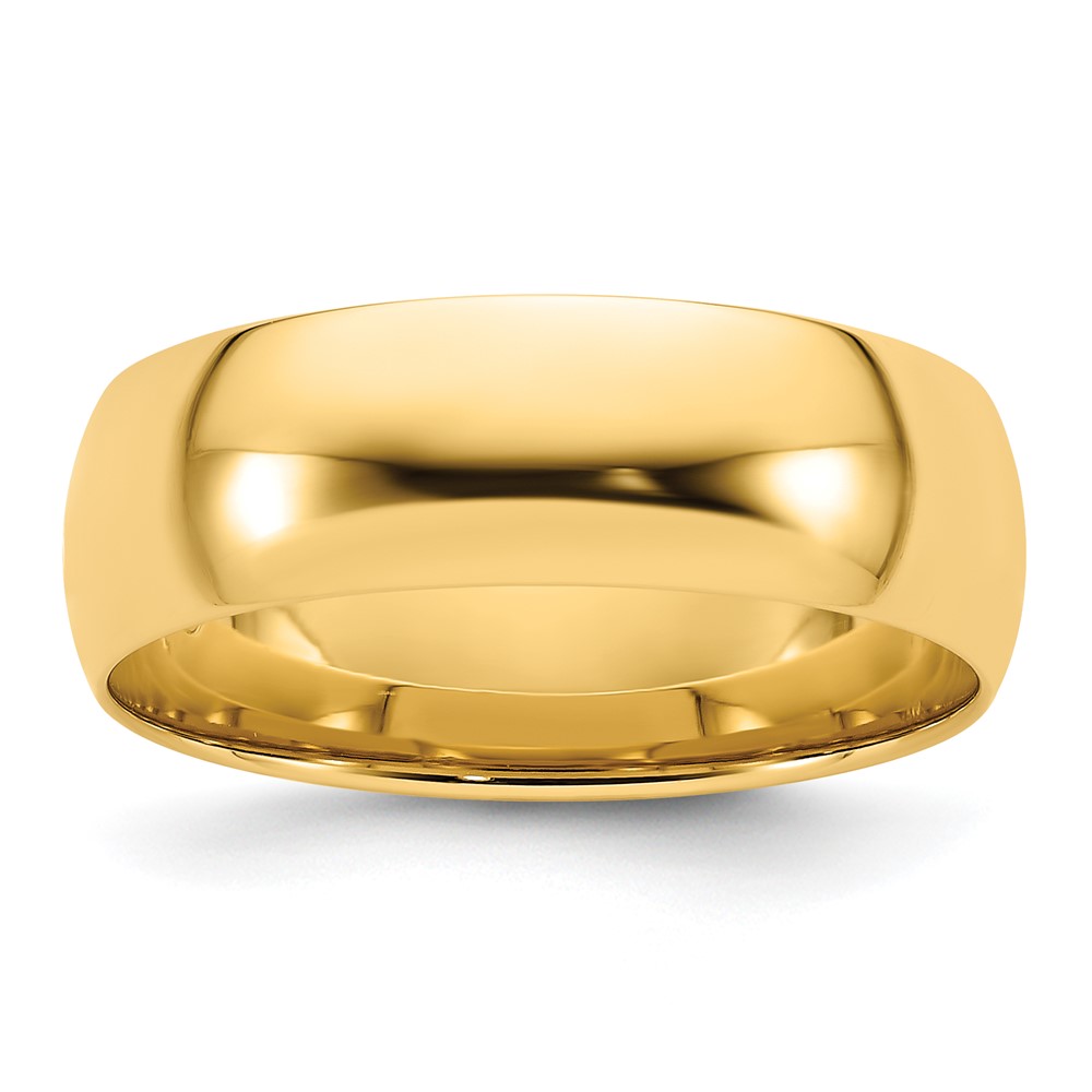 14k Yellow Gold 7mm Lightweight Comfort Fit Wedding Band Size 10.5 (CFL070-10.5)