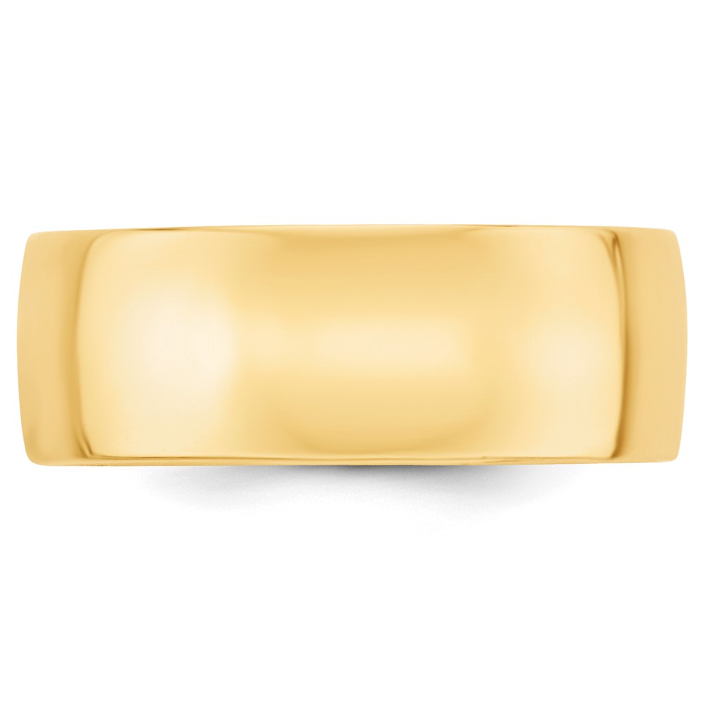14k Yellow Gold 8mm Lightweight Comfort Fit Wedding Band Size 11 (CFL080-11)