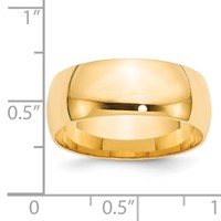 14K Yellow Gold 8mm Lightweight Comfort Fit Wedding Band view 4