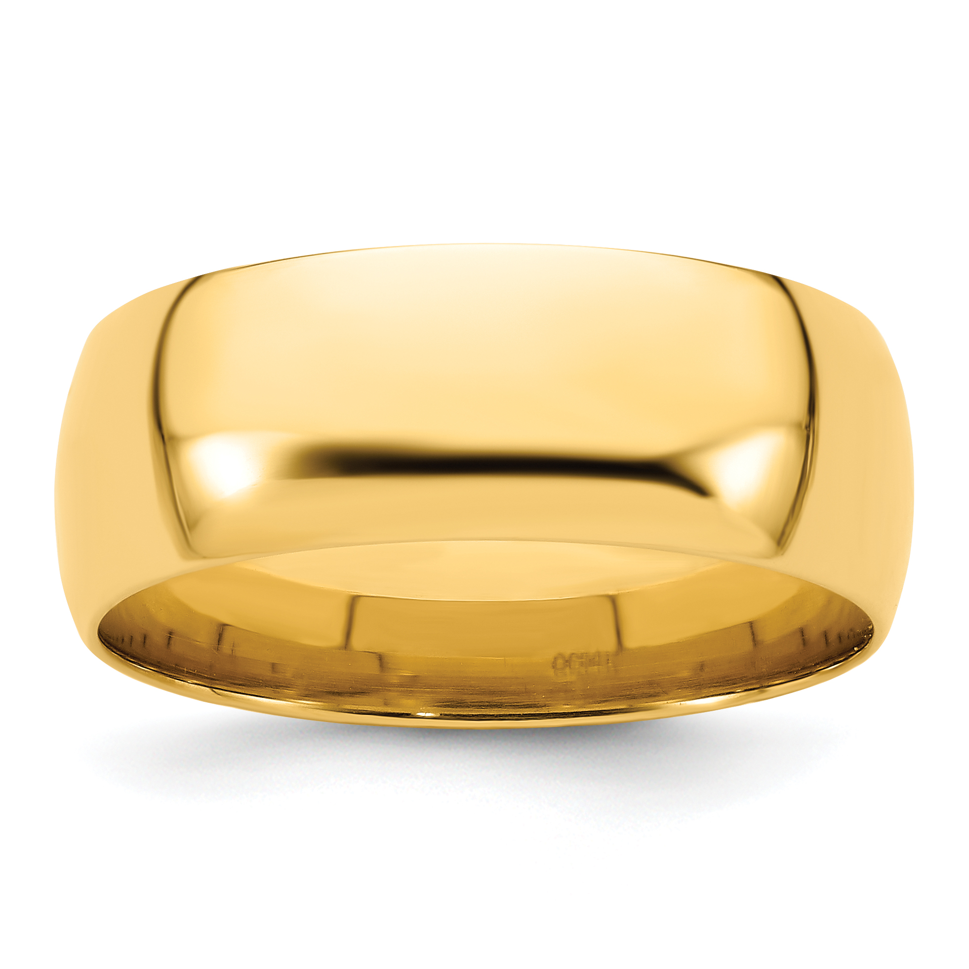 14k Yellow Gold 8mm Lightweight Comfort Fit Wedding Band Size 10.5 (CFL080-10.5)