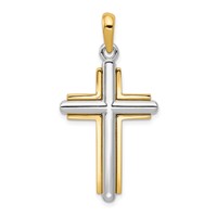 14K Two-tone Cross Pendant view 1