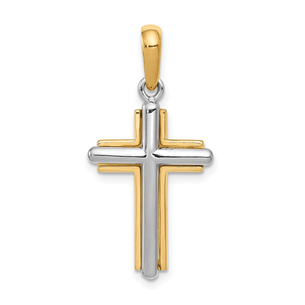 14K Two-tone Cross Pendant