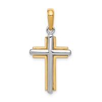 14K Two-tone Cross Pendant view 1