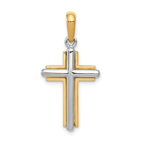 14K Two-tone Cross Pendant