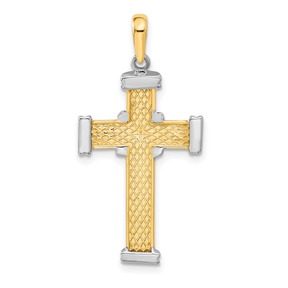 14k Two-tone Center -X- Latin Cross Pendant
