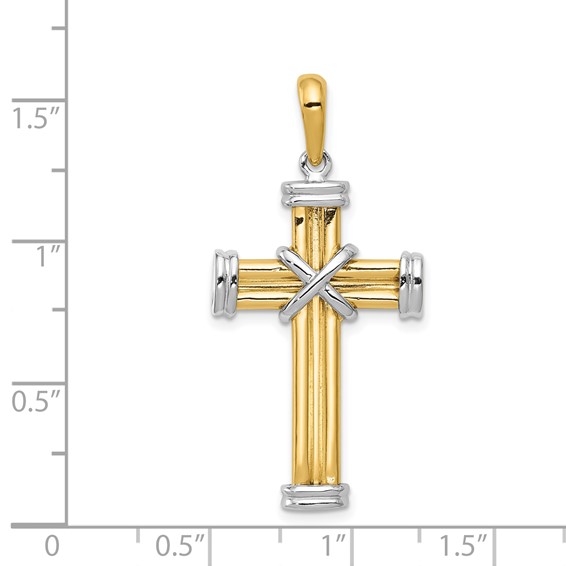 14k Two-tone Center -X- Latin Cross Pendant