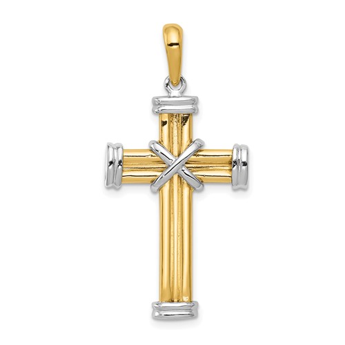 14K Two-tone Center -x- Latin Cross Pendant