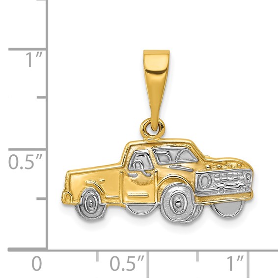 14k and White Rhodium Pick-up Truck Pendant