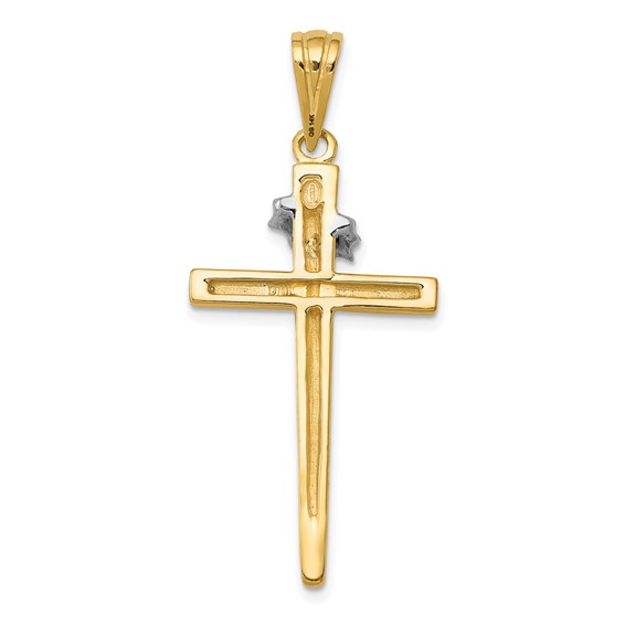 14K Two-Tone Cross with Crown of Thorns Pendant